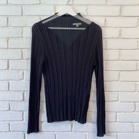 House of Dagmar Black High Neck Crinkle Blouse Shirt Women’s Size Large - Picture 1 of 9